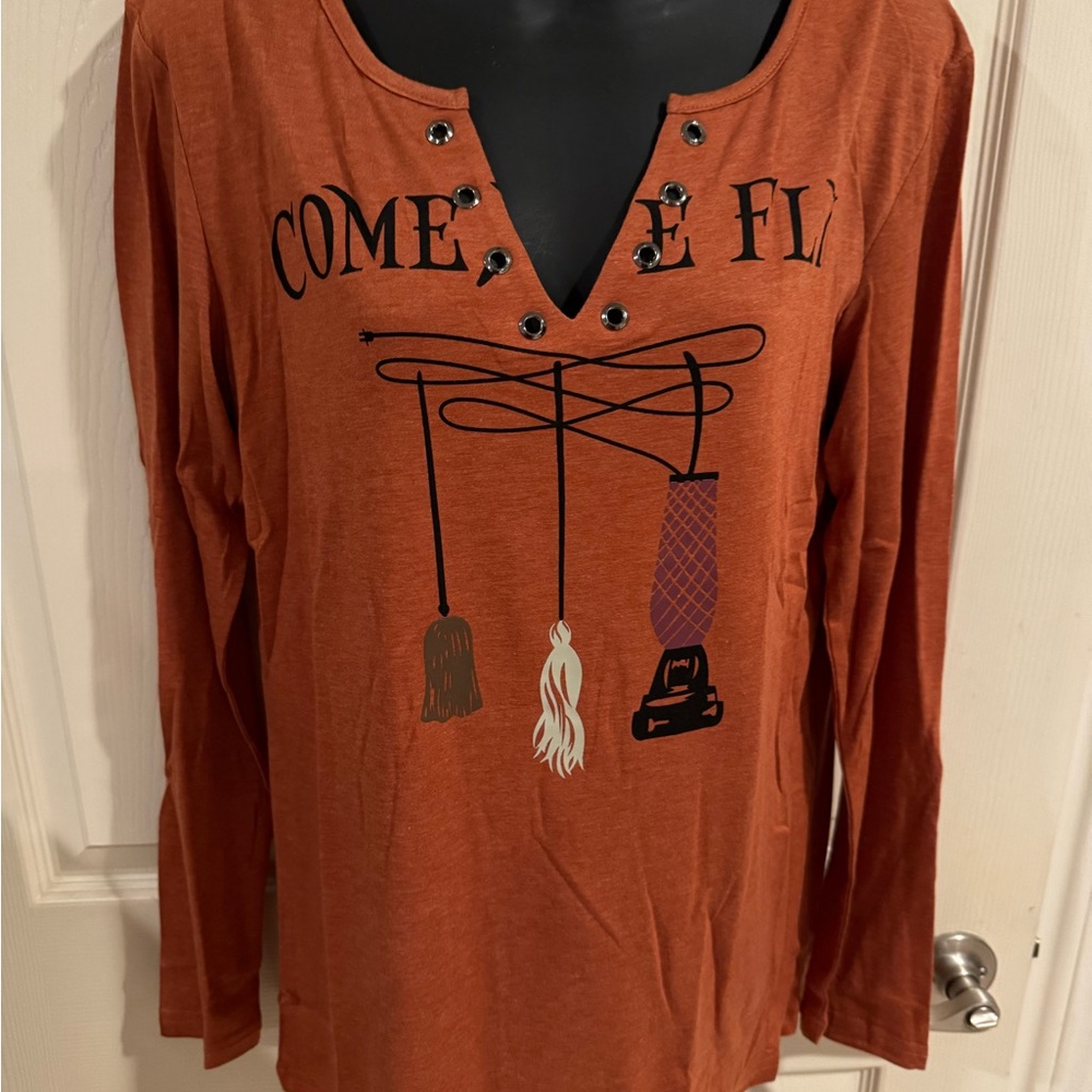 UNIQUEONE Come We Fly Halloween T-Shirt Women 3/4 Sleeve Baseball Shirts